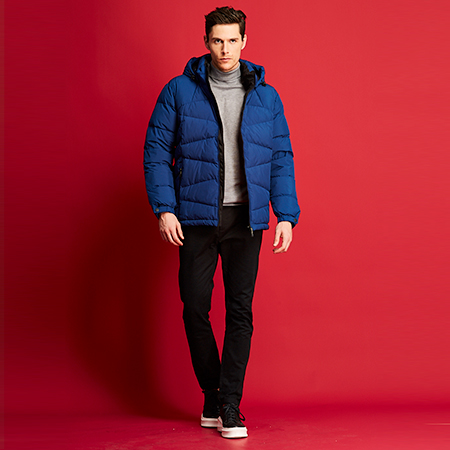 雅蘭仕2020新款羽絨服/男裝羽絨服/藍色立領