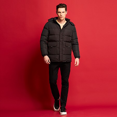 雅蘭仕2020新款羽絨服男裝羽絨服商務黑色